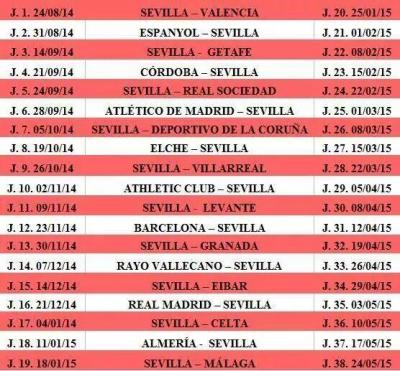 Calendario del Sevilla F.C. 2014/15